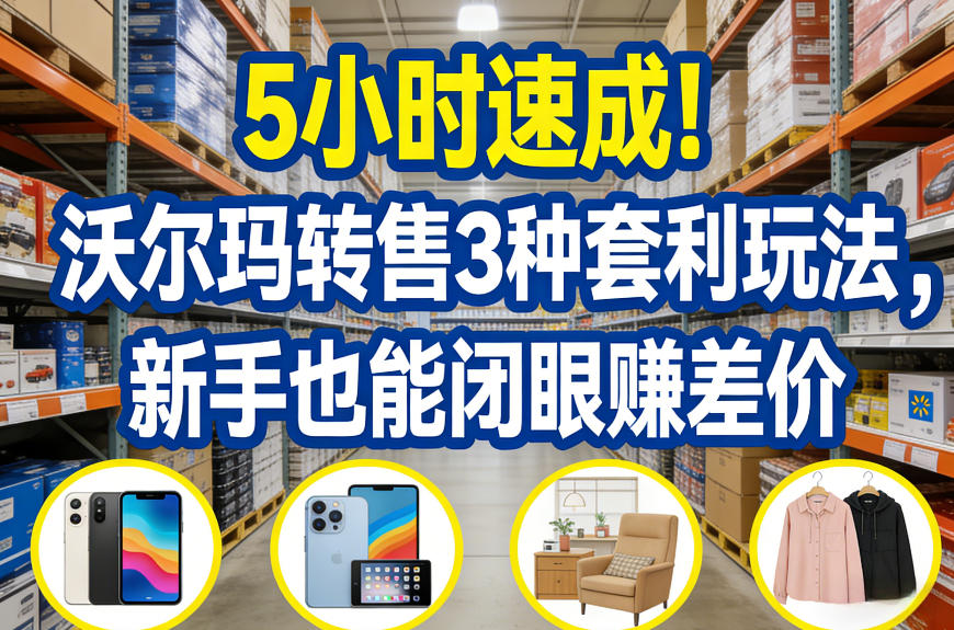 5小时速成！沃尔玛转售3种套利玩法，新手也能闭眼賺差价-老莫涯