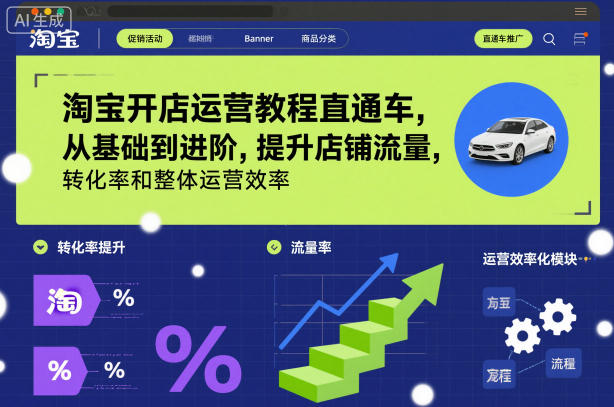 淘宝开店运营教程直通车，从基础到进阶，提升店铺流量，转化率和整体运营效率(更新11月)-老莫涯
