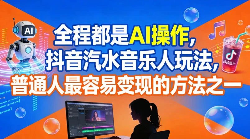 全程都是 AI 操作,抖音汽水音乐人玩法,普通人最容易变现的方法之一-老莫涯