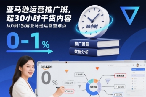 亚马逊运营推广班，超30小时干货内容，从0到1拆解亚马逊运营重难点-老莫涯