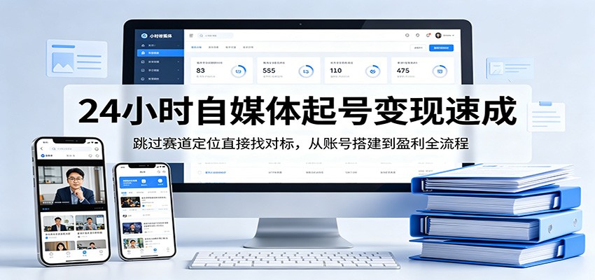 24小时自媒体起号变现速成，跳过赛道定位直接找对标，从账号搭建到盈利全流程-老莫涯