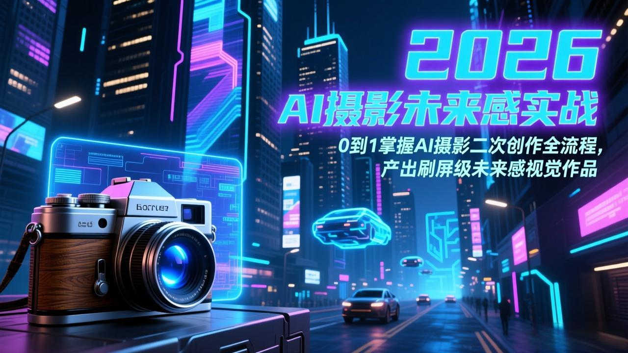 2026 AI摄影未来感实战：0到1掌握AI摄影二次创作全流程，产出刷屏级未来感视觉作品-老莫涯