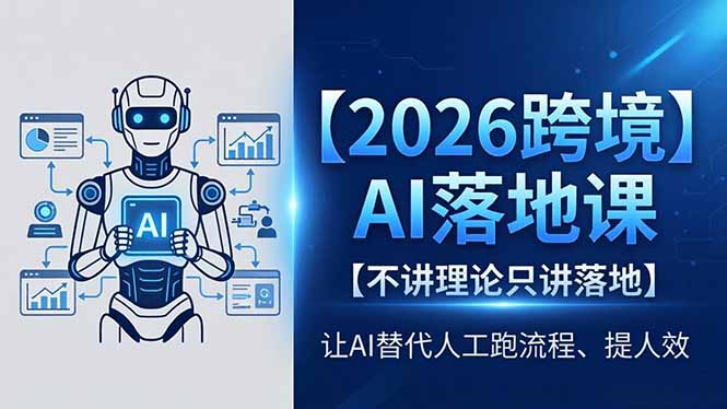 2026跨境AI落地课，不讲理论只讲落地，让AI替代人工跑流程、提人效-老莫涯