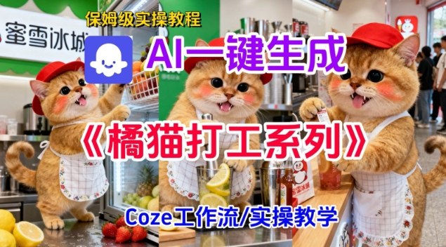 Coze扣子工作流一键生成胖橘猫打工短视频，保姆级实操搭建教学-老莫涯