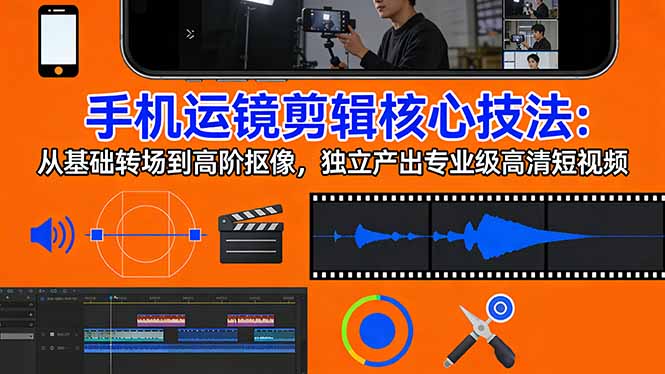 手机运镜 剪辑核心技法：从基础转场到高阶抠像，独立产出专业级高清短视频-老莫涯