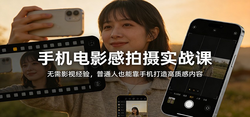 手机电影感拍摄实战课：无需影视经验，普通人也能靠手机打造高质感内容-老莫涯