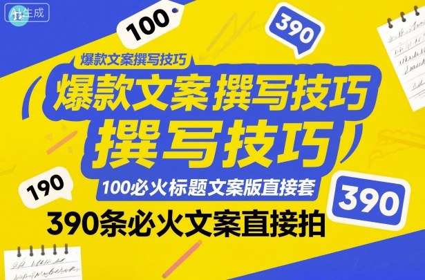 爆款文案撰写技巧，100个必火标题文案模版直接套，390条必火文案直接拍-老莫涯