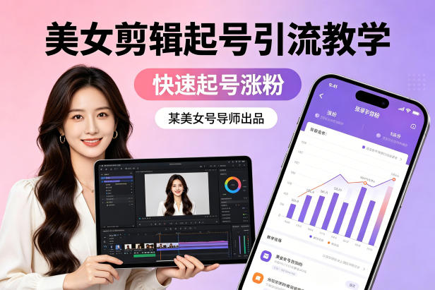 某美女号导师出品：美女剪辑起号引流教学，快速起号涨粉-老莫涯