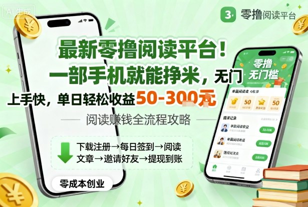 最新零撸阅读平台！一部手机就能挣米，无门槛上手快，单日轻松收益50-3张【揭秘】-老莫涯