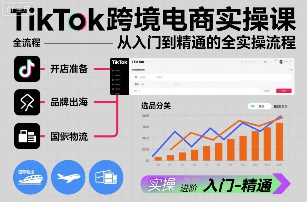 TikTok跨境电商实操课，从入门到精通的全实操流程-老莫涯