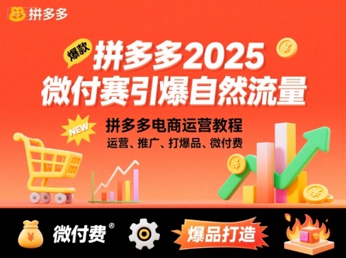拼多多2025微付费引爆自然流量，拼多多电商运营教程，运营、推广、打爆品、微付费(更新)-老莫涯