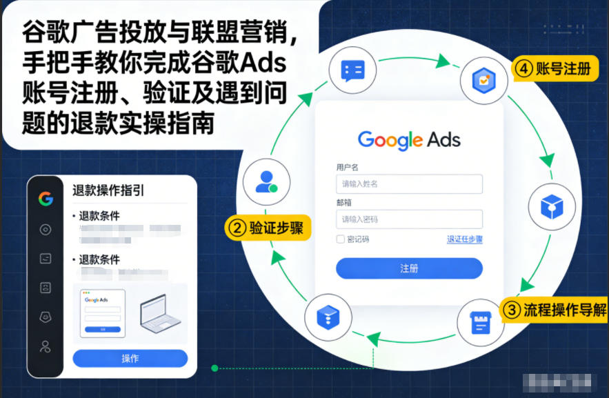 谷歌广告投放与联盟营销，手把手教你完成谷歌Ads账号注册、验证及遇到问题的退款实操指南-老莫涯