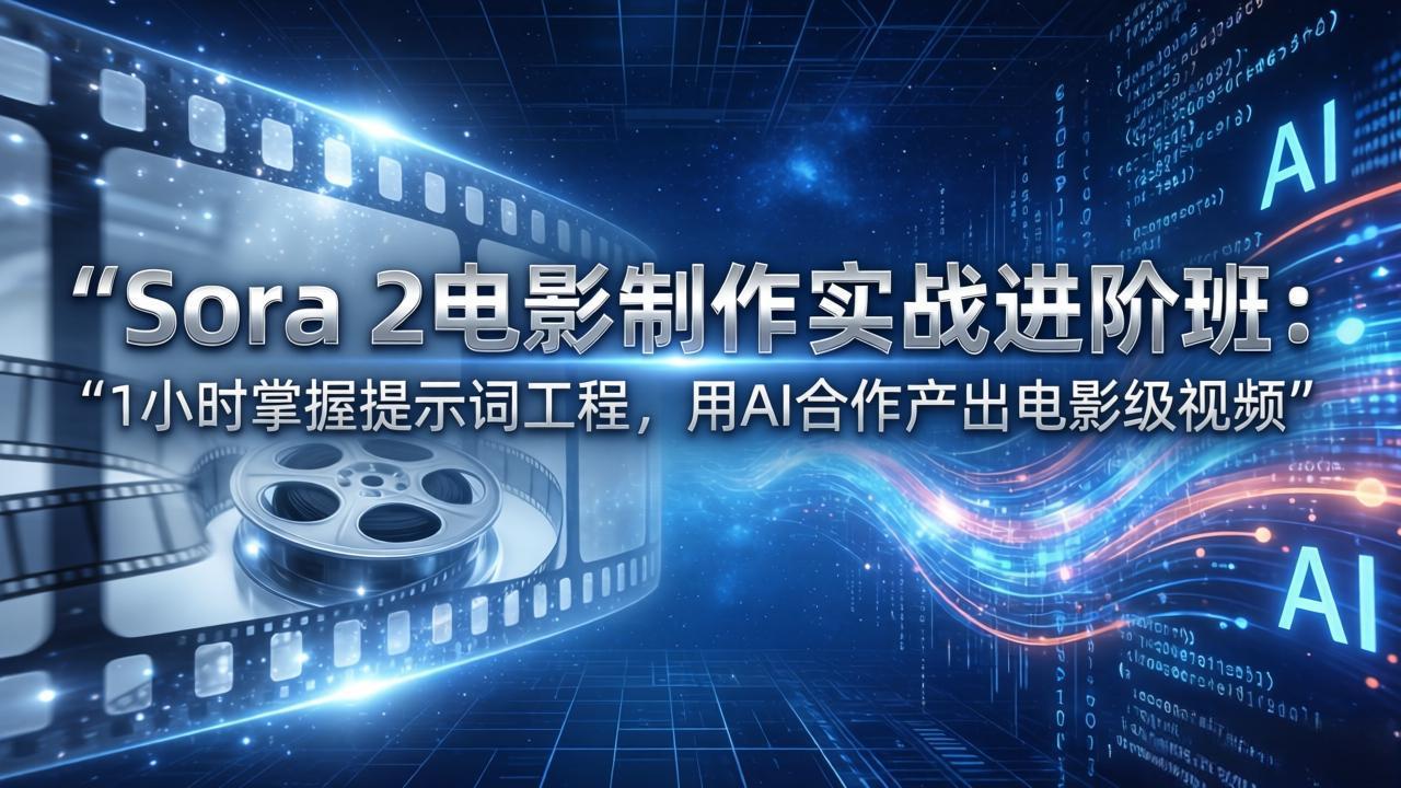 Sora 2电影制作实战进阶班：1小时掌握提示词工程，用AI合作产出电影级视频-老莫涯