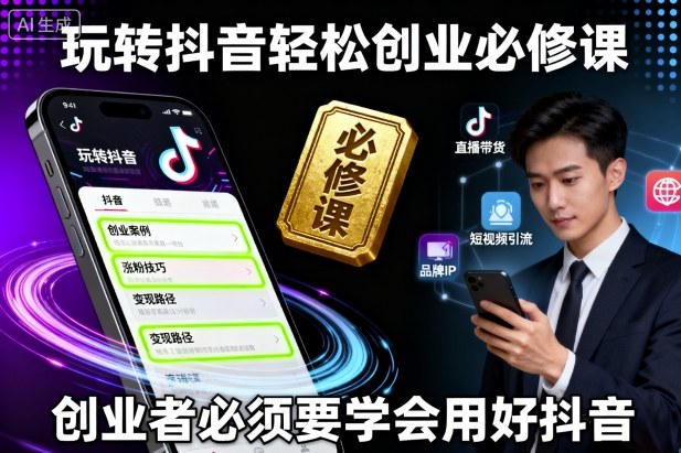 玩转抖音轻松创业必修课，创业者必须要学会用好抖音-老莫涯