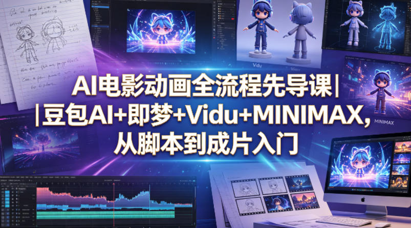 AI电影动画全流程先导课｜豆包AI+即梦+Vidu+MINIMAX，从脚本到成片入门-老莫涯
