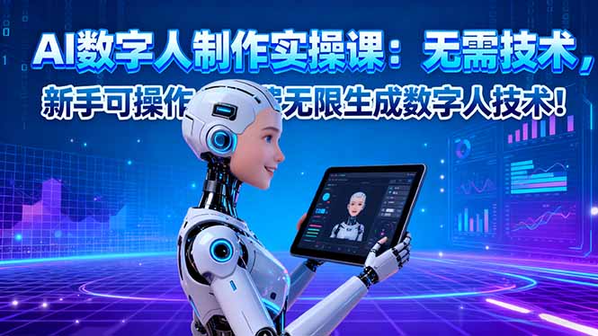 AI数字人制作实操课：无需技术，新手可操作，免费无限生成数字人技术！-老莫涯