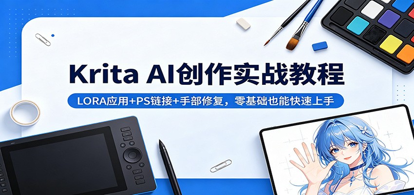 Krita AI创作实战教程：LORA应用+PS链接+手部修复，零基础也能快速上手-老莫涯