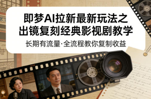 即梦AI拉新最新玩法之出镜复刻经典影视剧教学，长期有流量，全流程教你复制收益-老莫涯