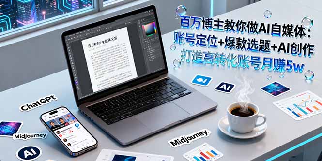 百万博主教你做AI自媒体：账号定位+爆款选题+AI创作 打造高转化账号月赚5w-老莫涯
