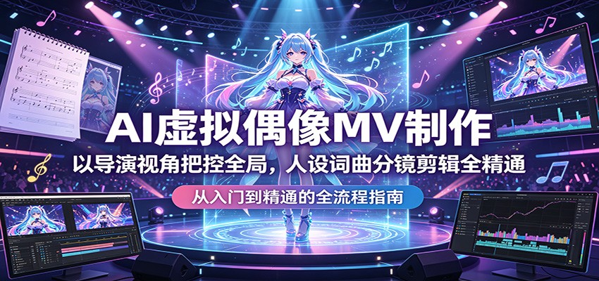 AI虚拟偶像MV制作：以导演视角把控全局，人设词曲分镜剪辑全精通-老莫涯