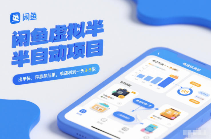闲鱼虚拟半自动项目，出单快，容易拿结果，单店利润一天3-5张-老莫涯