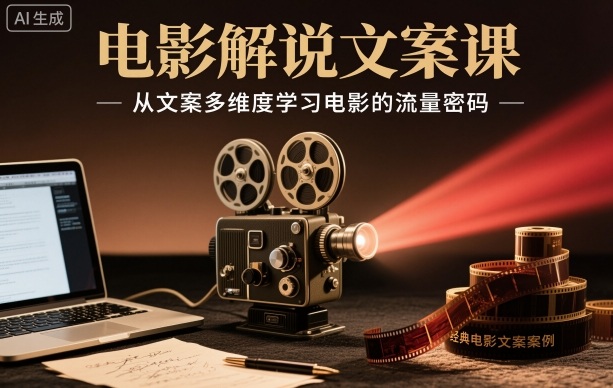 电影解说文案课，从文案多维度学习电影的流量密码-老莫涯