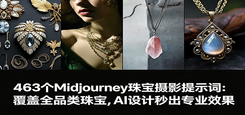 463个Midjourney珠宝摄影提示词：覆盖全品类珠宝，AI设计秒出专业效果-老莫涯