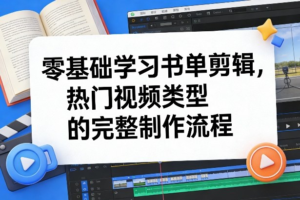 零基础学习书单剪辑，热门视频类型的完整制作流程(更新2026)-老莫涯