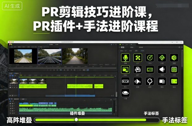 PR剪辑技巧进阶课，PR插件+手法进阶课程-老莫涯