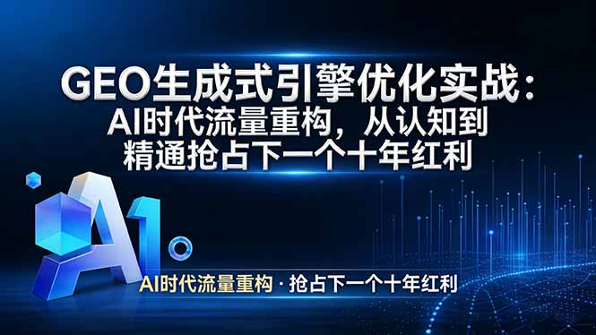 GEO 生成式引擎优化实战：AI时代流量重构，从认知到精通抢占下一个十年红利-老莫涯