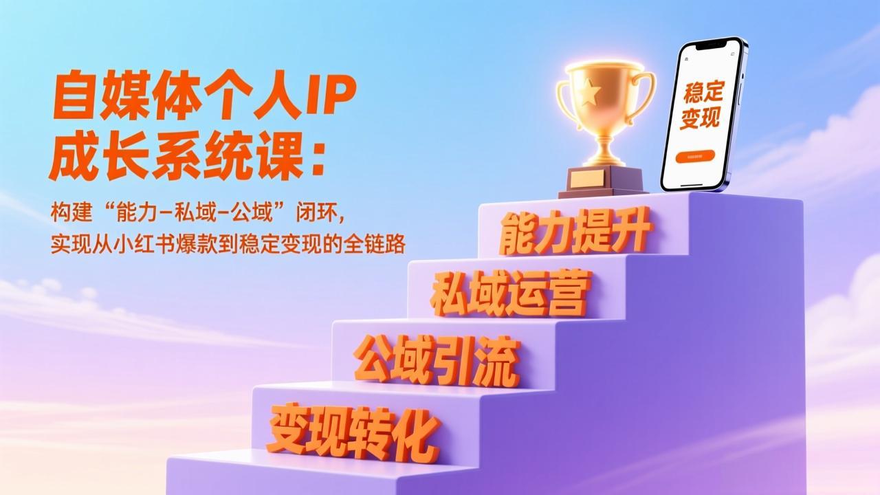 自媒体个人IP成长系统课：构建“能力-私域-公域”闭环，实现从小红书爆款到稳定变现的全链路-老莫涯