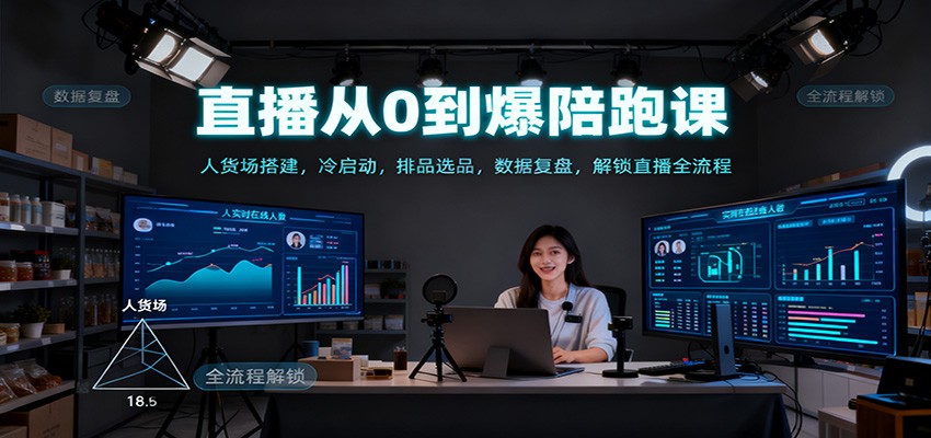 直播从0到爆陪跑课：人货场搭建，冷启动，排品选品，数据复盘，解锁直播全流程-老莫涯