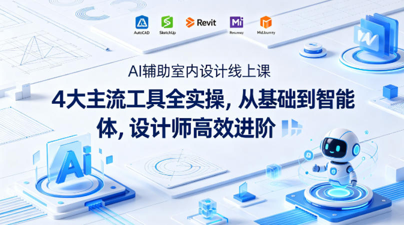 AI辅助室内设计线上课｜4大主流工具全实操，从基础到智能体，设计师高效进阶-老莫涯