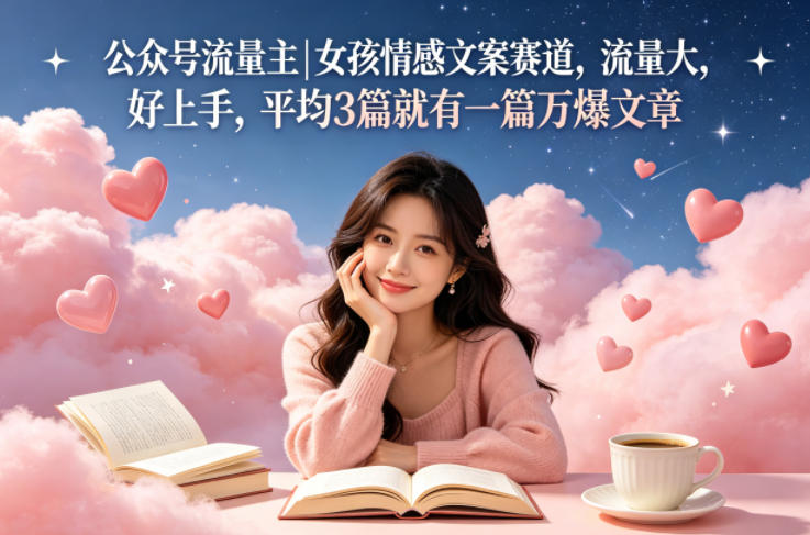 公众号流量主女孩情感文案赛道，流量大，好上手，平均3篇就有一篇万爆文章-老莫涯