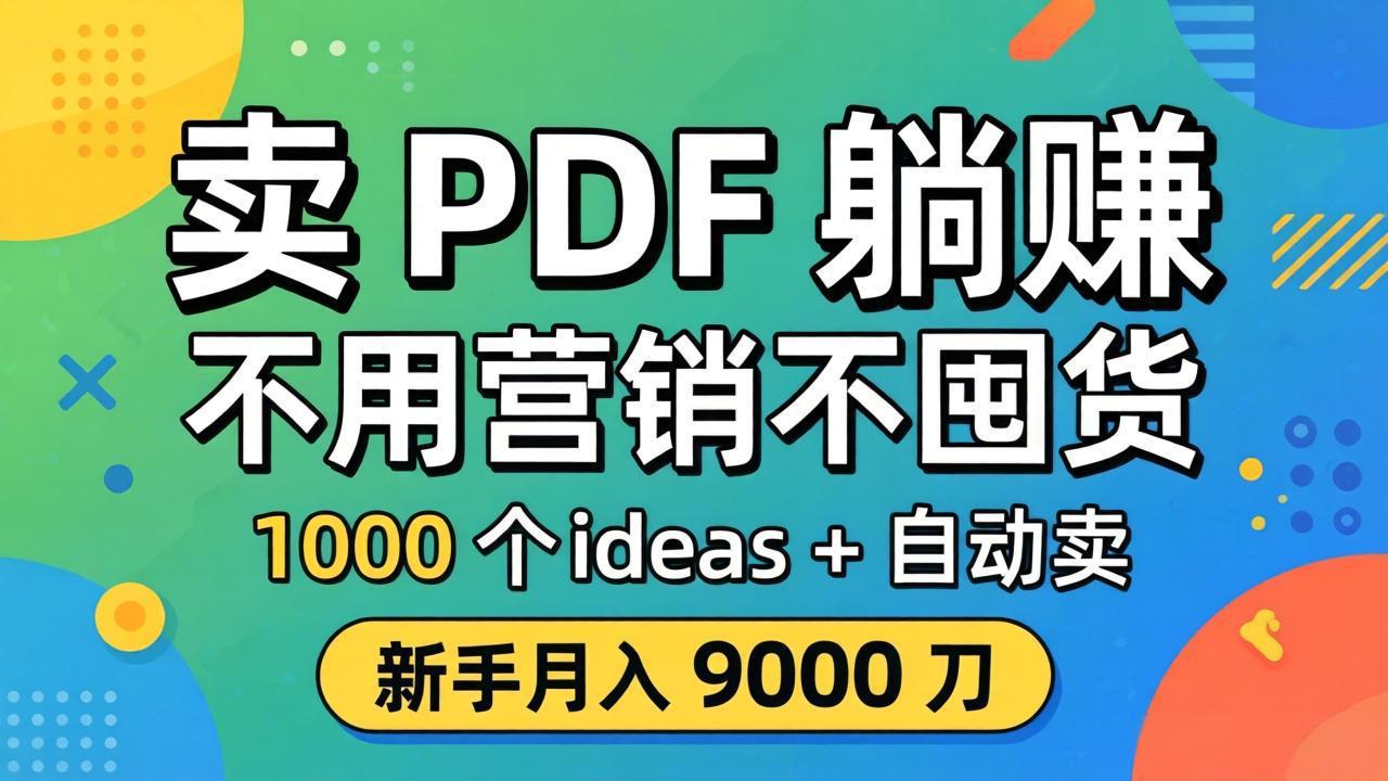卖 PDF 躺赚？不用营销不囤货，1000 个 ideas + 自动卖，新手月入 9000 刀【原创双语字幕】-老莫涯