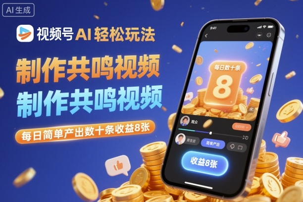 视频号AI轻松玩法，制作共鸣视频，每日简单产出数十条收益8张-老莫涯