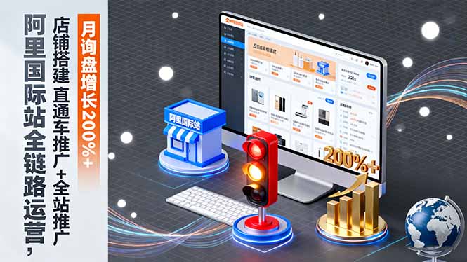 阿里国际站全链路运营，店铺搭建+直通车推广+全站推广，月询盘增长200%+-老莫涯