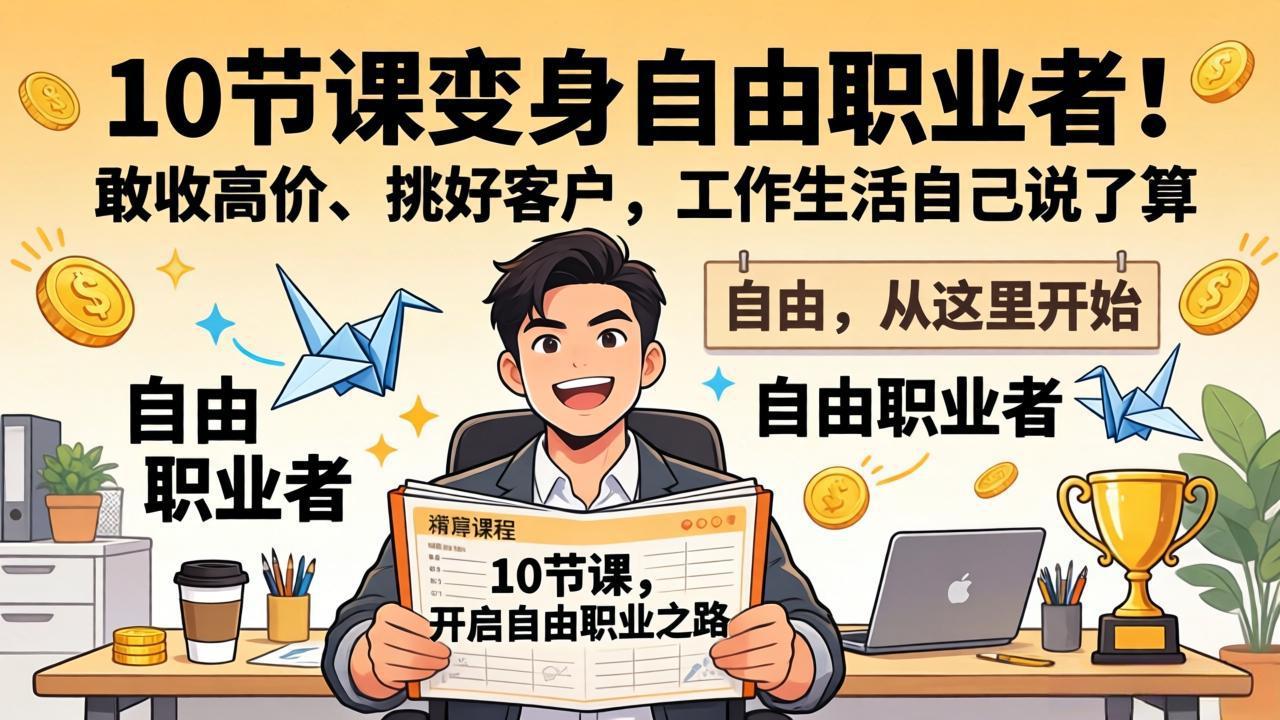 10 节课变身自由职业者！敢收高价、挑好客户，工作生活自己说了算-老莫涯
