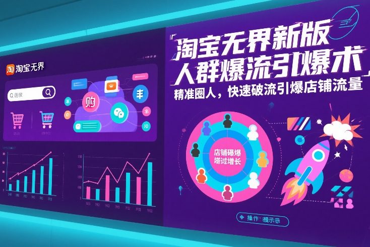 淘宝无界新版人群爆流引爆术，精准圈人，快速破流引爆店铺流量-老莫涯