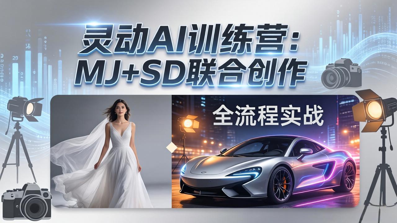 灵动AI训练营-3.0课程：MJ+SD联合创作，从婚纱大片到汽车广告，摄影后期全流程实战-老莫涯