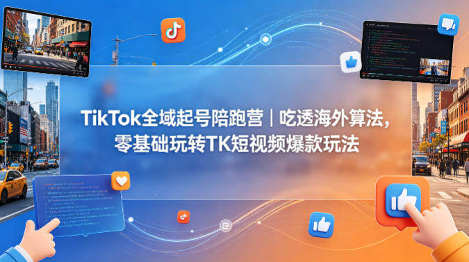 TikTok全域起号陪跑营｜吃透海外算法，零基础玩转TK短视频爆款玩法-老莫涯