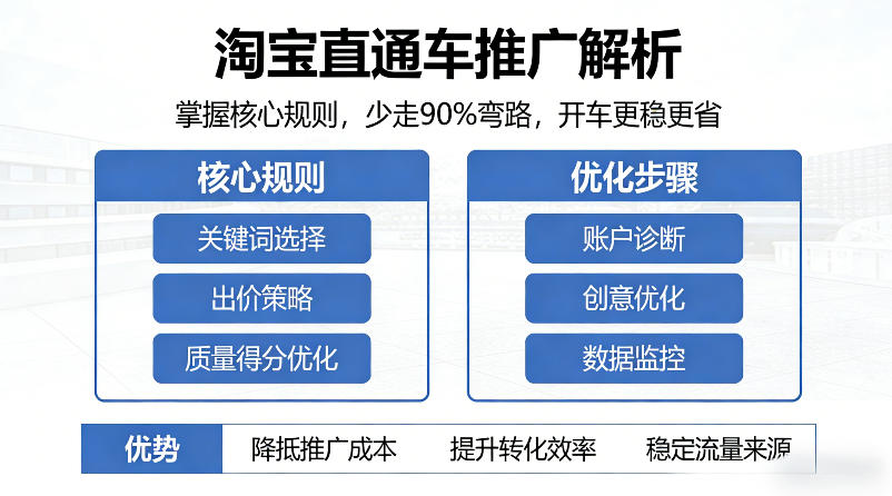 淘宝直通车推广解析，掌握核心规则，少走90%弯路，开车更稳更省-老莫涯