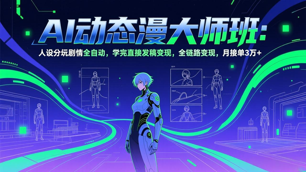 AI动态漫剧大师班：人设分镜剧情全自动，学完直接发稿变现，全链路变现，月接单3万+-老莫涯