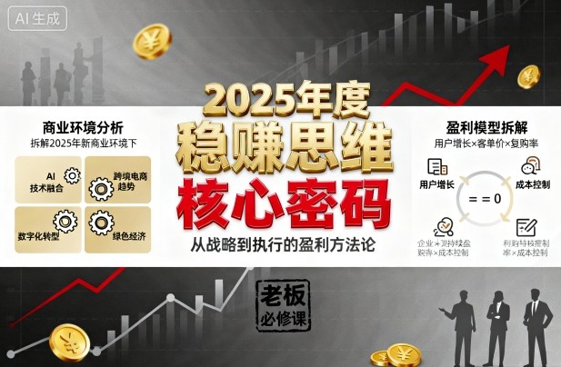2025年度稳賺思维老板创业营，拆解2025年新商业环境下，企业实现持续盈利的核心密码-老莫涯