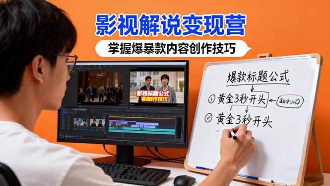 影视解说变现营：通过30+实战案例爆款内容创作技巧，掌握影视解说盈利密码-老莫涯