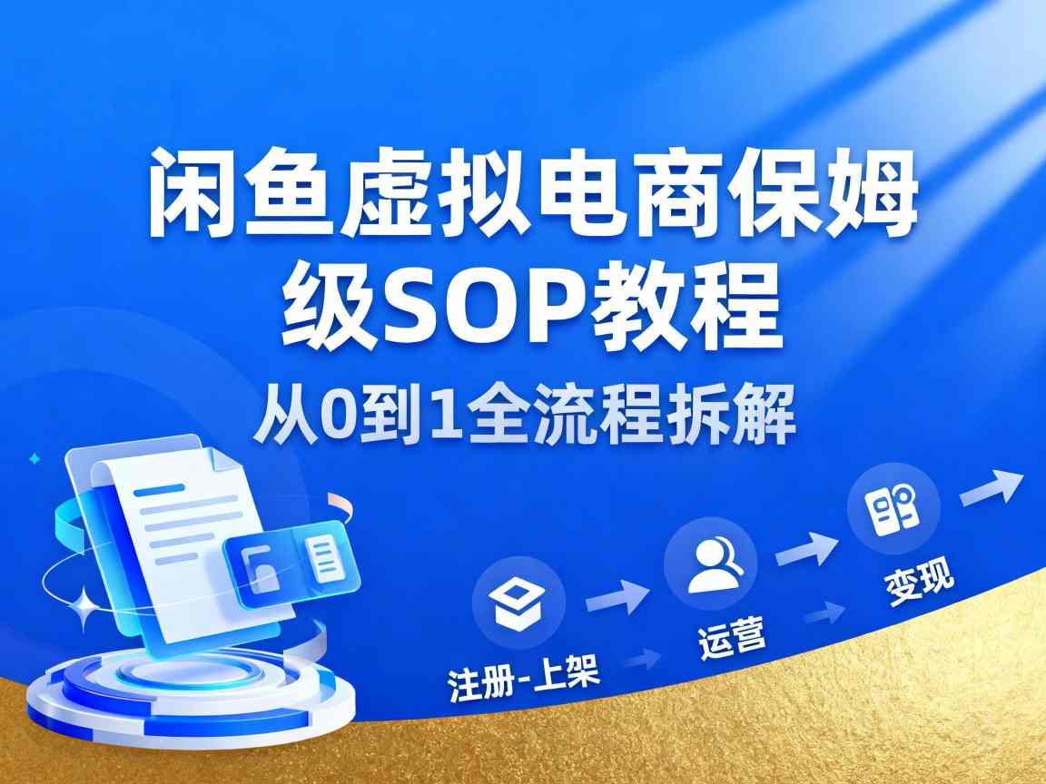 闲鱼虚拟电商，月入轻松过1W，保姆级SOP教程-老莫涯