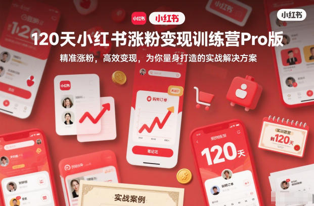 120天小红书涨粉变现训练营Pro版，精准涨粉，高效变现，为你量身打造的实战解决方案-老莫涯