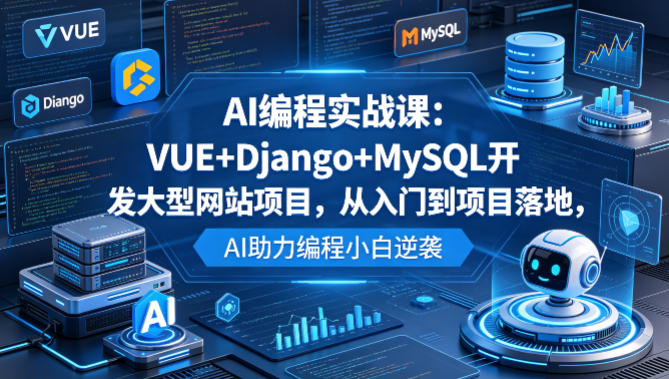 AI编程实战课：VUE+Django+MySQL开发大型网站项目，从入门到项目落地，AI助力编程小白逆袭-老莫涯