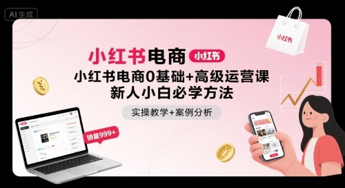 小红书电商0基础+高级运营课，新人小白必学方法，实操教学+案例分析-老莫涯