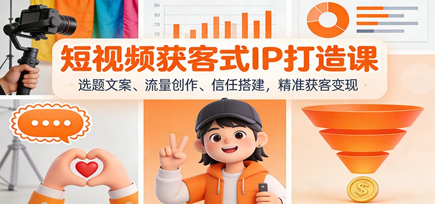 短视频获客式IP打造课：选题文案、流量创作、信任搭建，精准获客变现-老莫涯